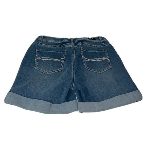 Earl Jeans Cuffed Denim Shorts Sz 6 Medium Wash - Picture 2 of 6